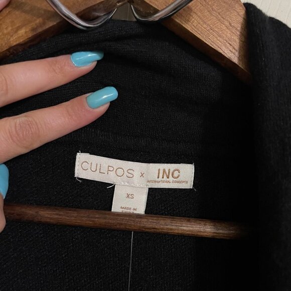 Cupros X INC International Concepts Women NWT Black Fringe Long Line Cardigan XS - Picture 3 of 9